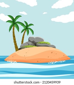 Deserted island on the ocean illustration