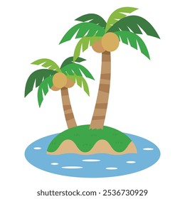 Deserted island simple vector illustration