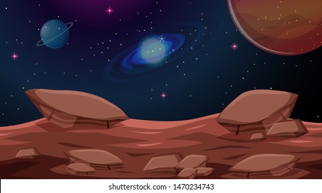 Deserted planet background scene illustration