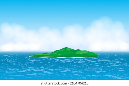    Deserted tropical island in the ocean on a summer day.