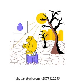 Ilustración del vector conceptual abstracto de desertificación. Degradación de la tierra, contaminación del suelo, problema de deforestación, desertificación y proyectos, cambio climático, formación del desierto metáfora abstracta.