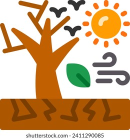 Desertification Flat Vector Icon Design