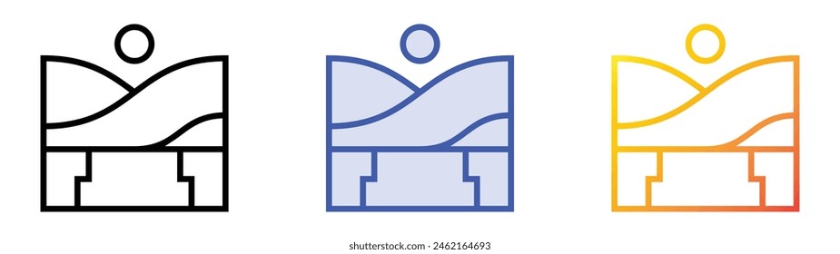 icono de desertificación. Diseño de estilo de relleno lineal, azul y degradado aislado sobre fondo blanco