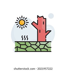Desertifikation, Vektorgrafik gefüllt Umrisssymbol-Stil-Illustration. EPS10-Datei