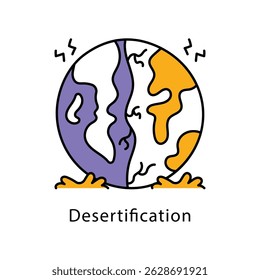Desertification vector Filled Outline Style Icon. Eps 10 File