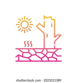 Desertification vector gradient icon style illustration. EPS 10 file