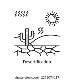 Desertification Vector Outline Icon Design illustration. Ecology Symbol on White background EPS 10 File