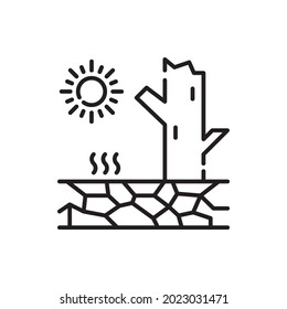 Desertification vector outline icon style illustration. EPS 10 file