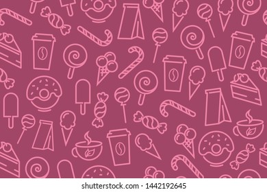 Deserts background, Red seamless pattern - Vector illustration for wall decoration or cafe menu.