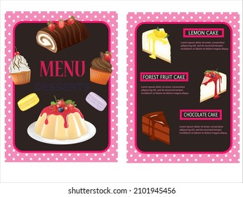 Deserts menu design. vector illustration