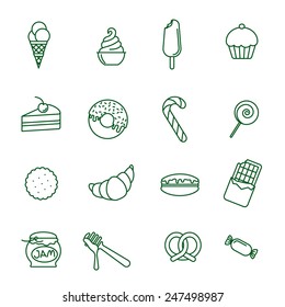 Deserts thin line vector icon set