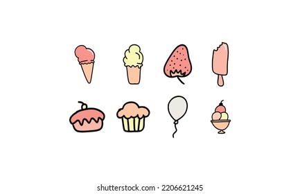 Deserts vector set icon design. Modern vector icon design template
