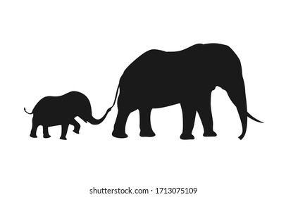 Desgn of mother elephant with her son