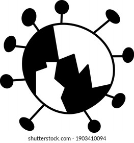 deshape de Coronavirus Concepto Vector diseño de icono de glifo, símbolo de disolución de virus pandémicos, victoria sobre COVID-19 sobre fondo blanco