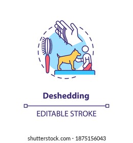 Icono de concepto de descabezado. Tipos de servicios de crecimiento. Estilo de los cuatro para los animales. Curso de belleza para mascotas. Ilustración de línea delgada de idea veterinaria. Dibujo de color RGB con contorno aislado del vector. Trazo editable