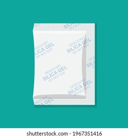 Desiccant silica gel in white paper package isolated on background vector illustration.
