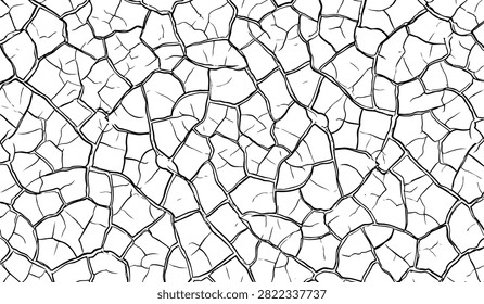 Desiccated ground texture showing polygonal fissures from arid conditions. Ideal for conveying scarcity or ecological themes.