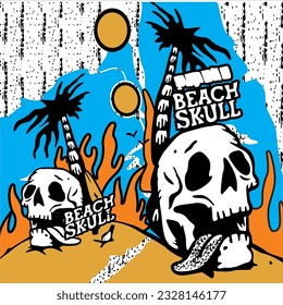 desig graphic beach skull vector art