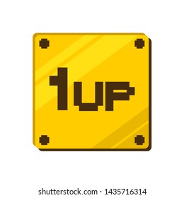 Design of 1up retro video game message