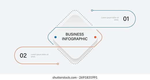 Design 2 step template infographic element with box and line column can be used for workflow layout, diagram information, graphic presentation.