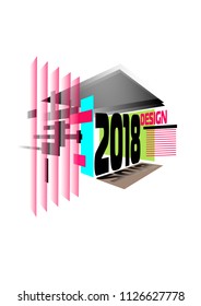 Design 2018. Futuristic design posters with abstract elements and gradients. Applicable for covers, placards, music posters, flyers and banner designs.