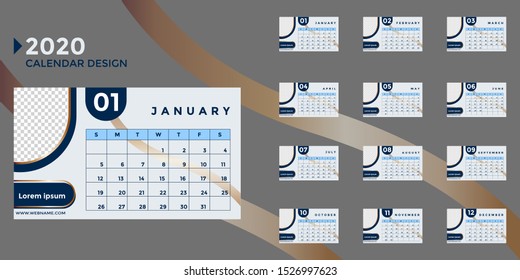 Design a 2020 calendar template that can be edited.