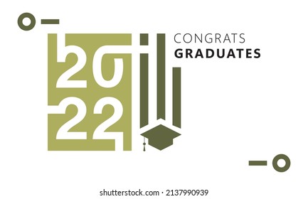 Design of 2022 graduation background for banner, party, yearbook, and graduation ceremony with minimalist and classy golden shape on white background