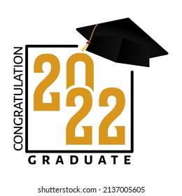 Design for the 2022 graduation ceremony. Class of 2022. Congratulations to the graduates. typography design templates for shirts, stamps, logos, cards, invitations, etc. Vector illustration.