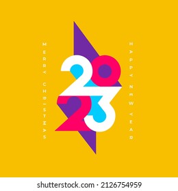 Design сreative of 2023 Happy New Year poster. Сoncept 2023 template with typography logo color for celebration and season decoration. Minimalistic trendy background for branding, cover, banner, card.