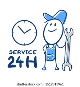 design of 24h service illustration