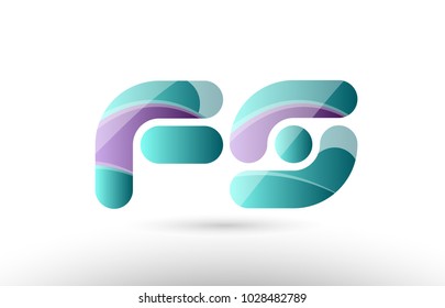 Design of 3D alphabet letter fs f s logo combination with green glossy purple pastel color suitable as an icon for a company or business