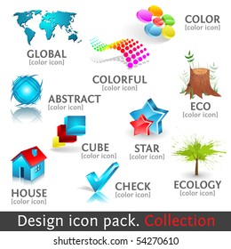 Design 3d color icon set. Collection. Vector high quality icons. Format eps10.