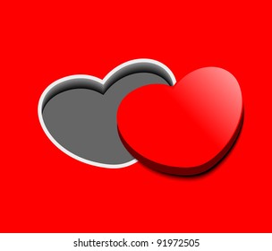 Design of 3d heart. transparent shadow easy replace background and edit colors.