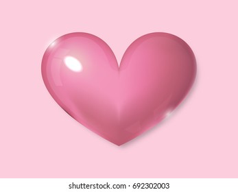 Design of 3D heart vector on Valentine's day. Pink balloon illustration.