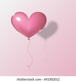 Design of 3D heart vector on Valentine's day. Pink balloon illustration.