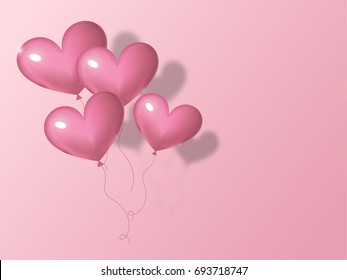 Design of 3D heart vector on Valentine's day. Floating pink balloon illustration on pink background.
