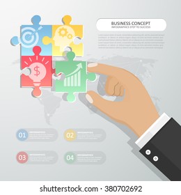 Design 3d infographic template with 4 puzzle for business concept