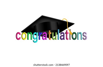 Design 3d Letters Congratulations And Graduation Cap Graphic Resources Isolated Transparent Background Png