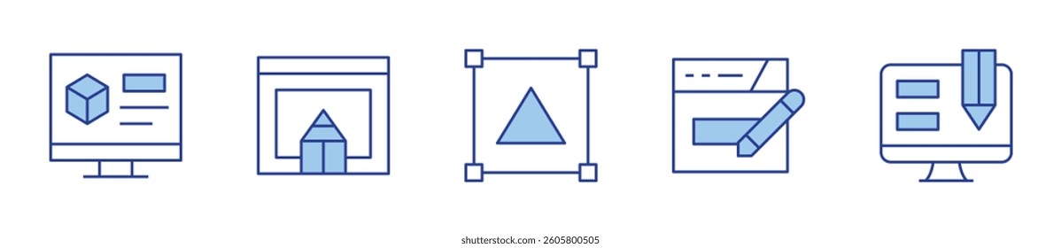 design, 3d design, web design, website. Design Icon vector illustration. Line Duotone style. Editable stroke.