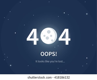 Design 404 error page. Vector concept illustration for page 404. Page is lost and not found message. Template for web page with 404 error. 
