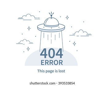 Design 404 error. Vector concept illustration for page 404. Page is lost and not found message. Template for web page with 404 error. Modern line design.
