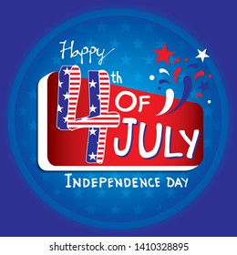 Design of 4th of July vector decorated with some celebrating graphic on the blue background with a lot of stars - Vector