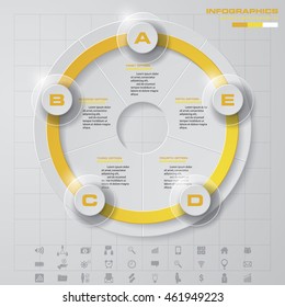 Design 5 steps presentation template and set of business icons. EPS10.