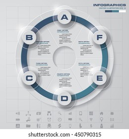 Design 6 steps presentation template and set of business icons. EPS10.