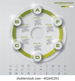 Design 6 steps presentation template and set of business icons. EPS10.