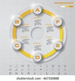 Design 6 steps presentation template and set of business icons. EPS10.