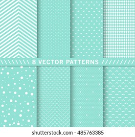 Design 8 Chic different vector patterns. Pink color. Texture can be used for printing onto fabric and paper or scrap booking. EPS vector background.