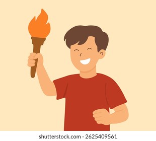 design about character carrying torch