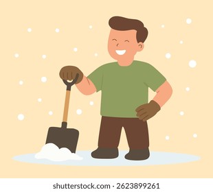 design about character cleaning snow