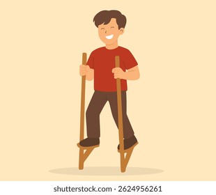 design about character playing stilts